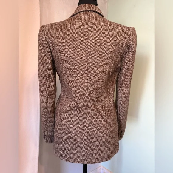 Vintage Women's Double-Breasted lined Brown Wool Blazer size 4 - Picture 4 of 9